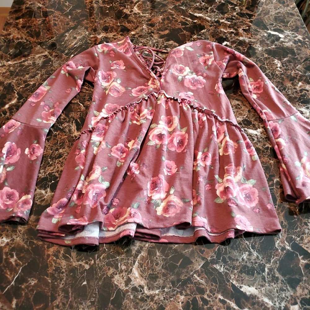 Altar'd State | Bell Sleeve Floral Print Boho Top